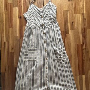 Altar’d State Striped Button-Down Midi Dress